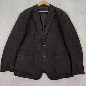 Uniqlo Mens XL Brown Herringbone Wool Blend Tweed Blazer Sport Coat Casual EUC